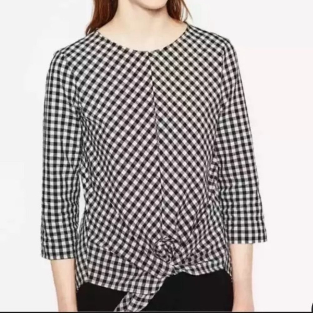 Zara Gingham Front Tie Top